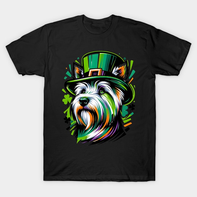 Skye Terrier Rocks Leprechaun Hat for St. Patrick's Day T-Shirt by ArtRUs